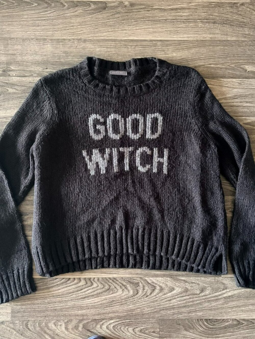 Wooden Ships Good Witch Sweater Oversized Pullover Black Gray Wool Blend S/M